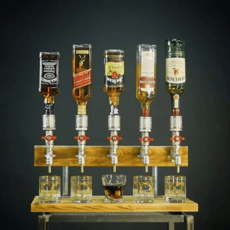 Beverage Dispenser Wooden Casing & Metal Tap 1.32 Gallon