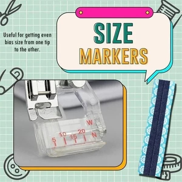 Bias Tape Presser Foot Adjustable Width Transparent Body