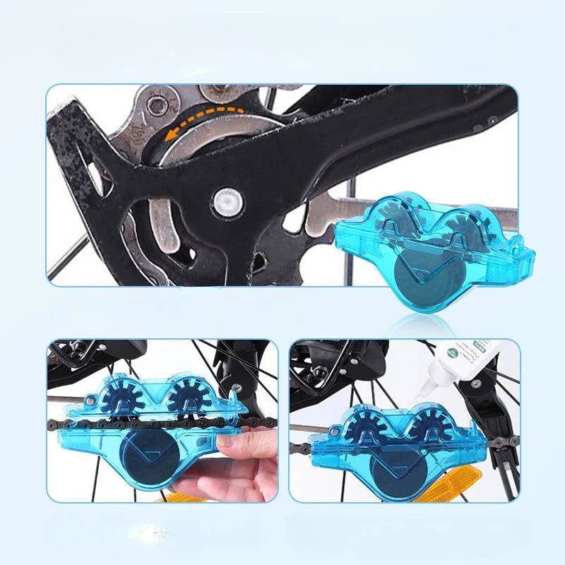 Bicycle Chain Cleaner Transparent Blue Set of 2