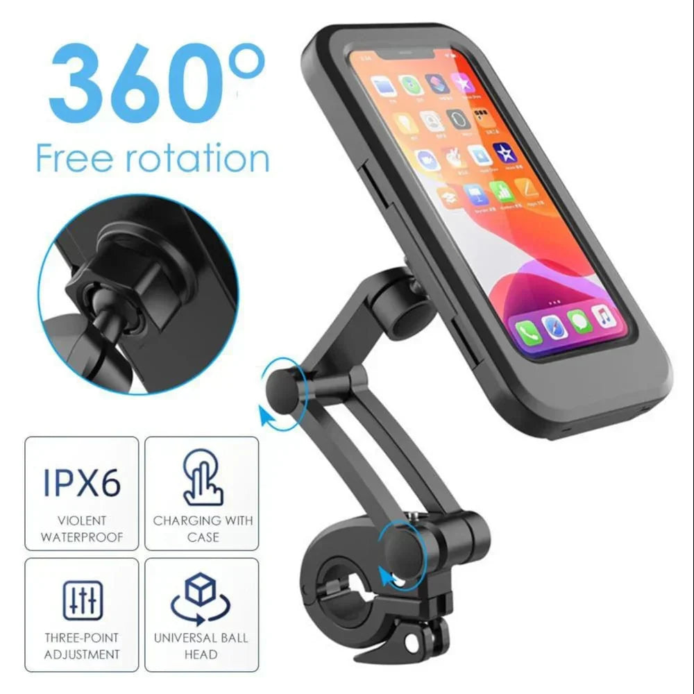 Bicycle Phone Holder Waterproof Touchscreen & 360° Swivel