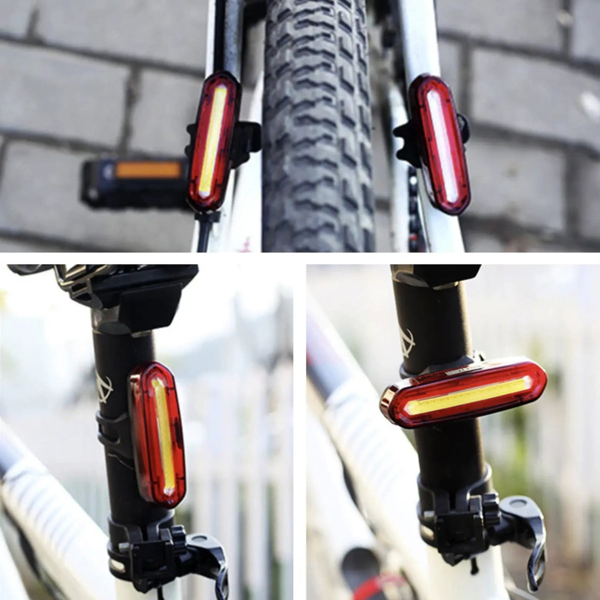 Bicycle Rear Light Wide-Angle USB Rechargeable Tool-Free Mount
