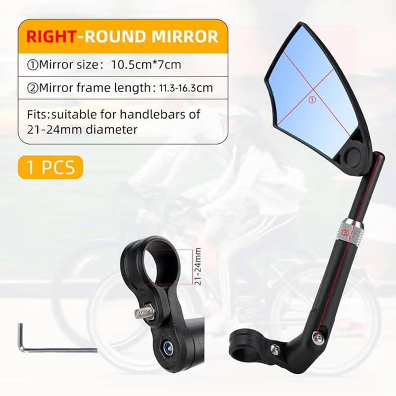 Bicycle Rearview Mirror 180° View & 360° Rotation