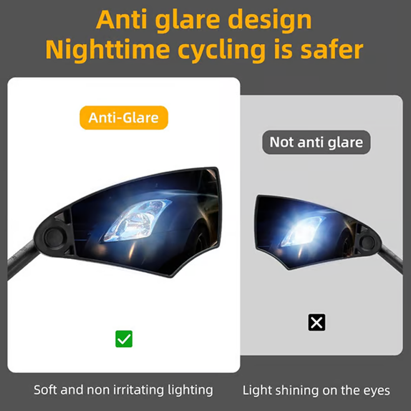 Bicycle Rearview Mirror 180° Wide View 360° Swivel Mount