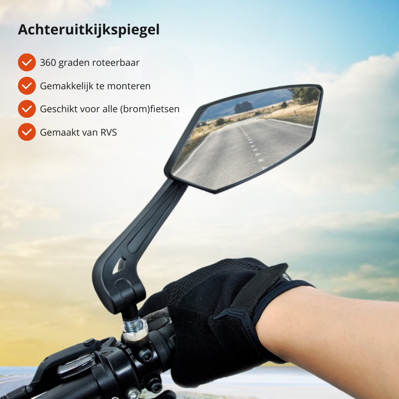 Bicycle Rearview Mirror 360 Degree Rotation Universal Handlebar Mount