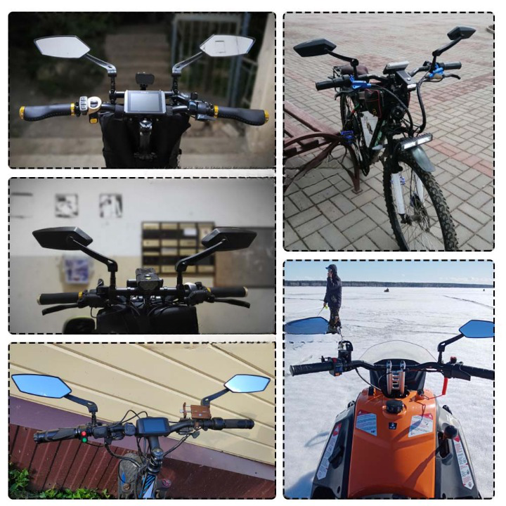 Bicycle Rearview Mirror 360 Degree Rotation Universal Handlebar Mount
