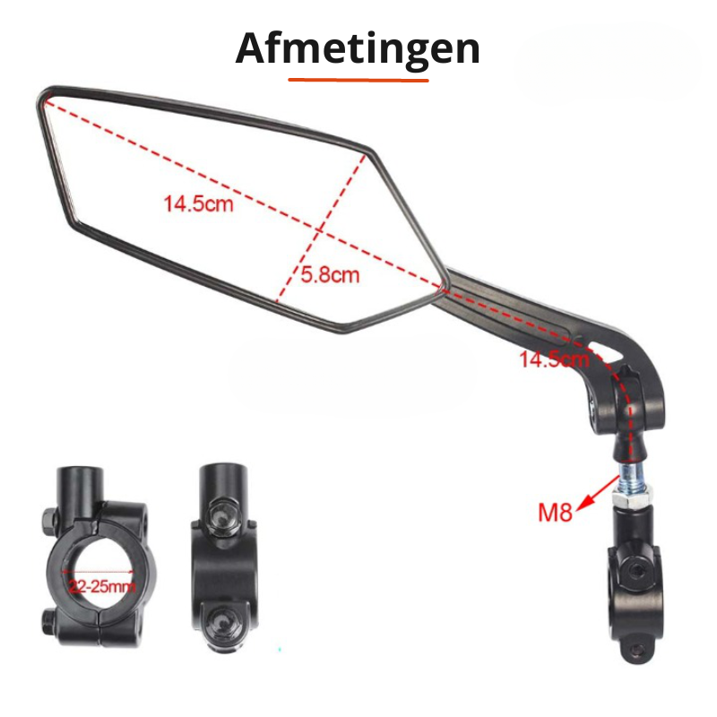 Bicycle Rearview Mirror 360 Degree Rotation Universal Handlebar Mount