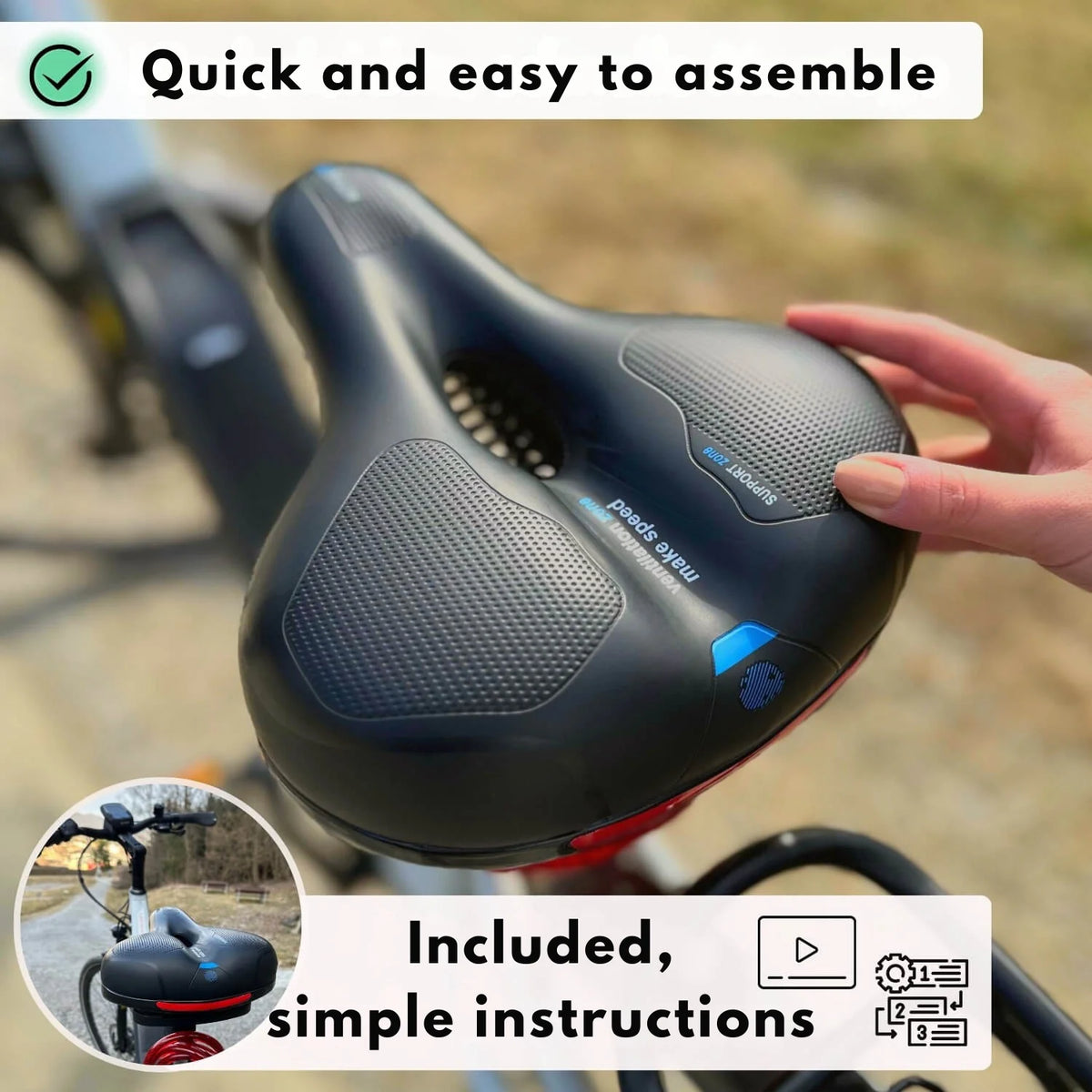 Bicycle Saddle Ergonomic Memory Foam Shock-Absorbing & Breathable