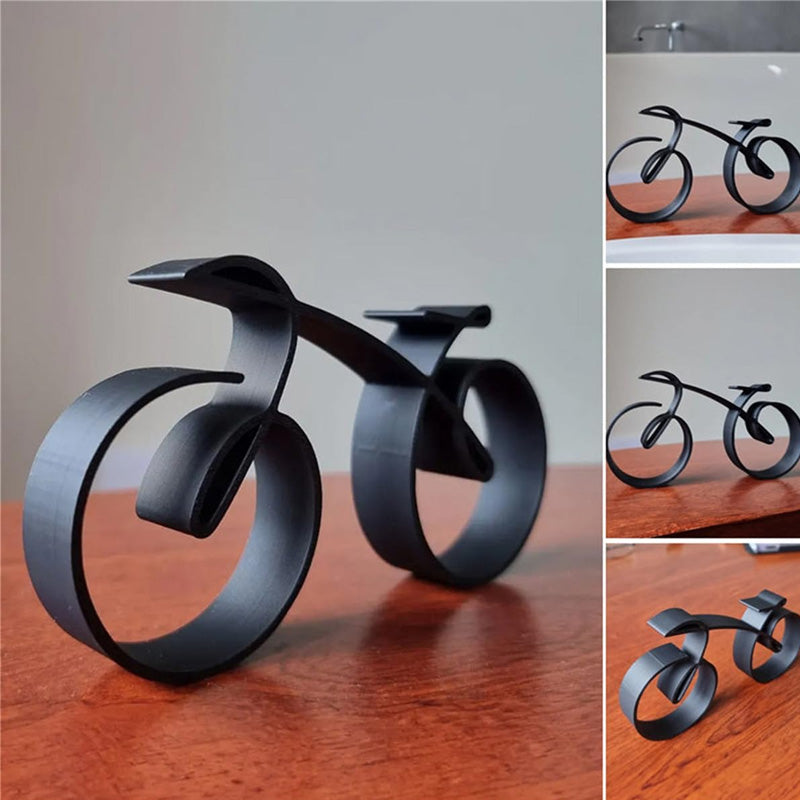 Bicycle Sculpture Minimalist Wireframe Iron Matte Black
