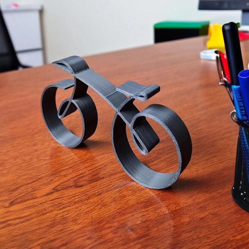 Bicycle Sculpture Minimalist Wireframe Iron Matte Black