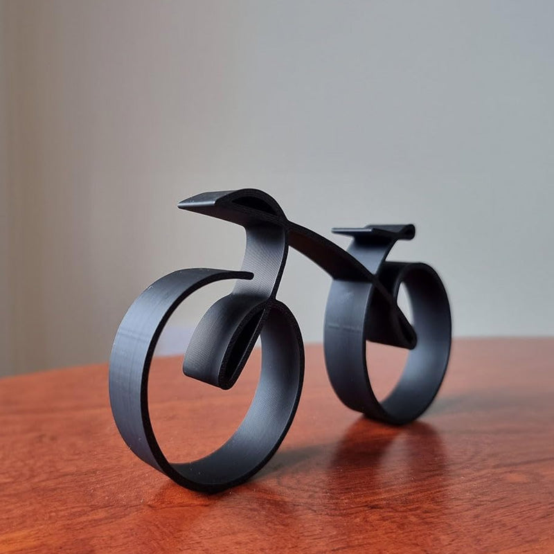 Bicycle Sculpture Minimalist Wireframe Iron Matte Black