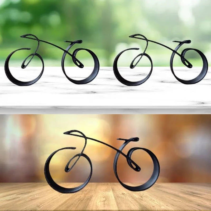 Bicycle Sculpture Minimalist Wireframe Matte Iron