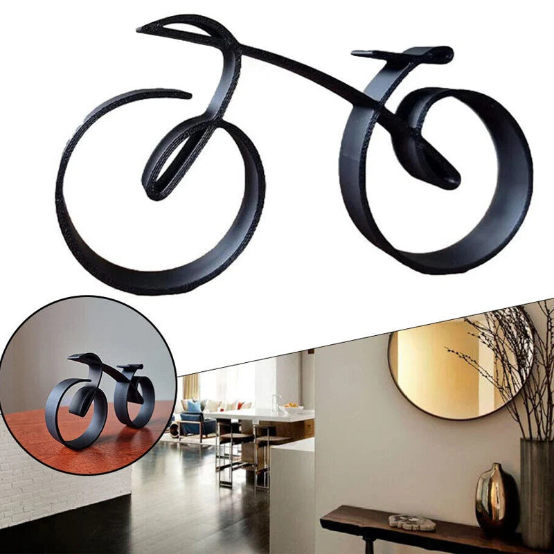 Bicycle Sculpture Minimalist Wireframe Matte Iron