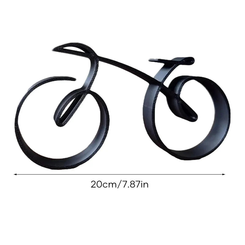 Bicycle Sculpture Minimalist Wireframe Matte Iron