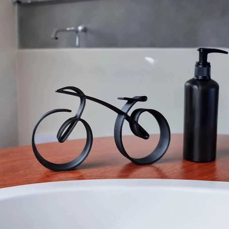 Bicycle Sculpture Minimalist Wireframe Matte Iron