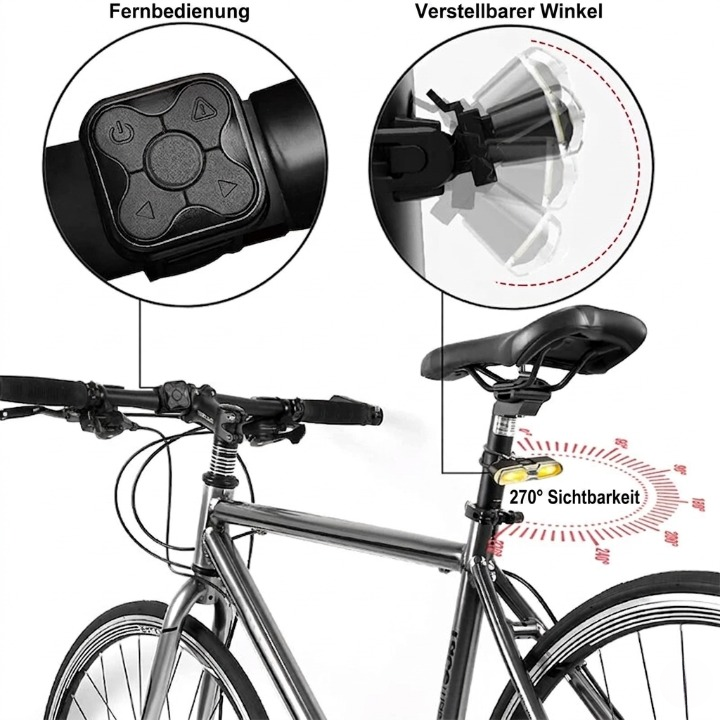 Bicycle Turn Signal Wireless Remote USB Rechargeable Waterproof