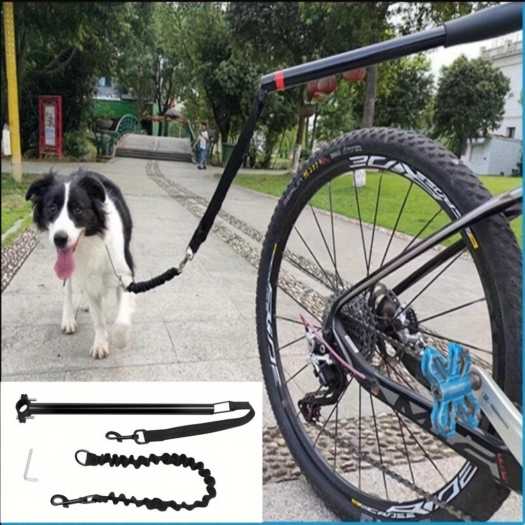 Bike Dog Leash Shock-Absorbing Aluminum Frame & Stainless Steel Cable