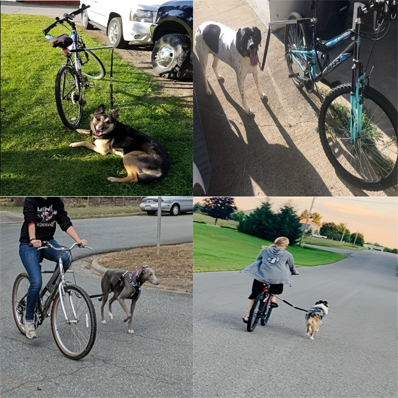 Bike Dog Leash Shock-Absorbing Aluminum Frame & Stainless Steel Cable
