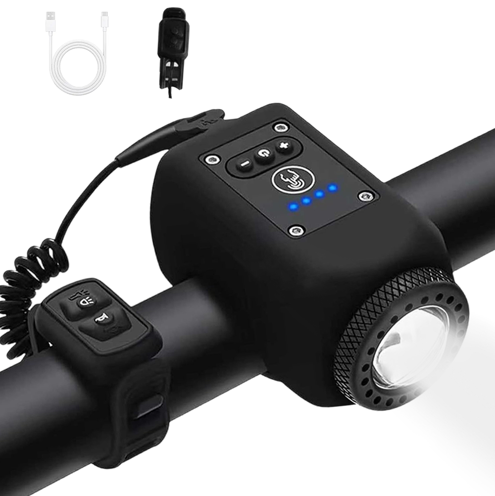 Bike Light With Horn USB Rechargeable Tool-Free Mount