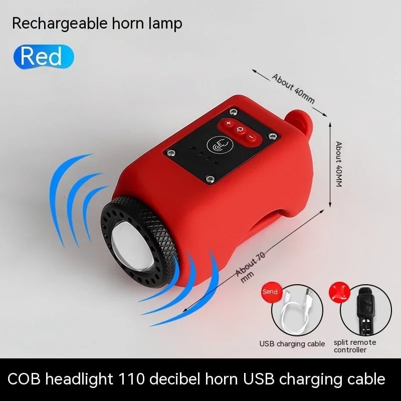 Bike Light With Horn USB Rechargeable Tool-Free Mount