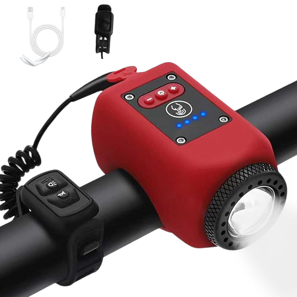 Bike Light With Horn USB Rechargeable Tool-Free Mount