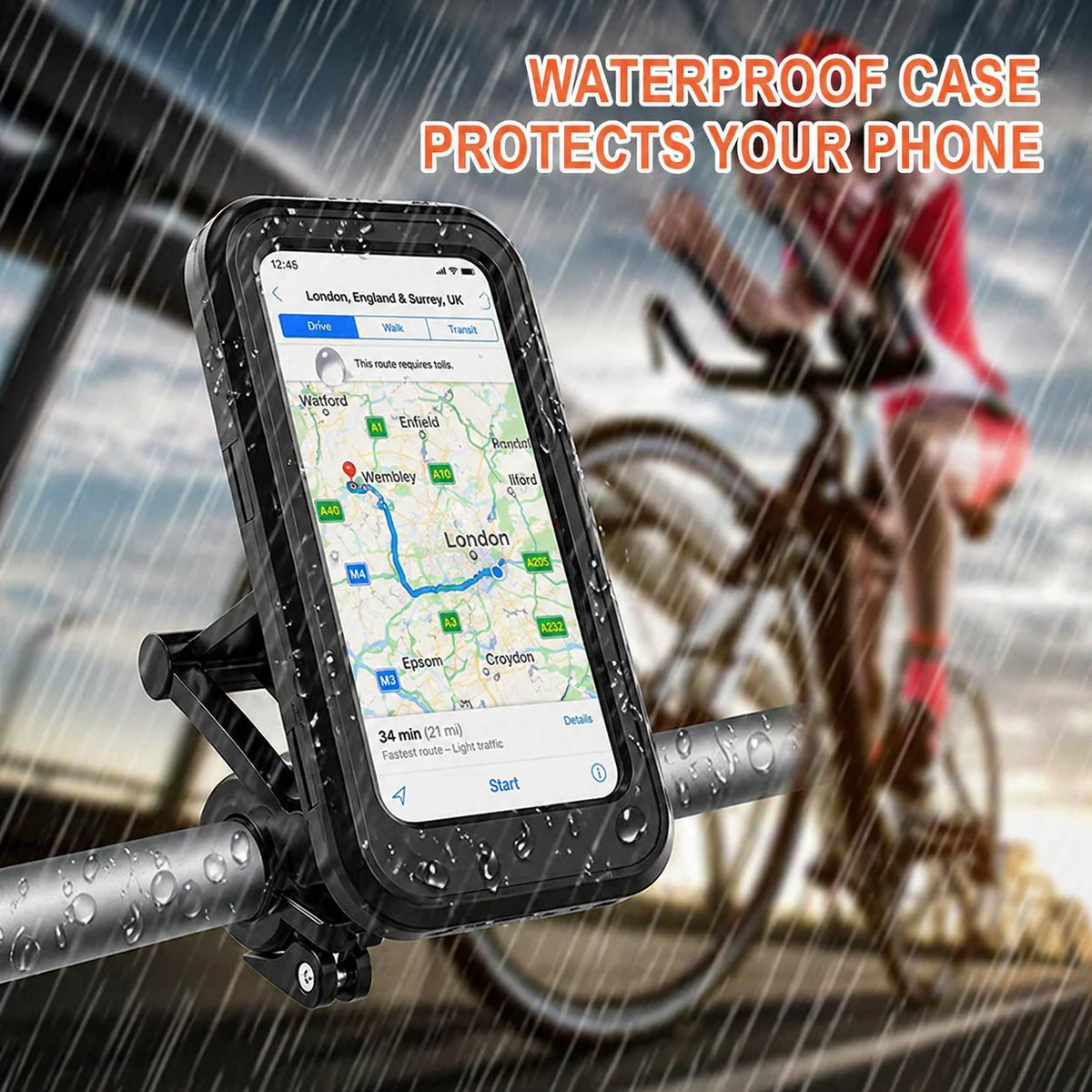 Bike Phone Mount Integrated 5000 mAh 15W Waterproof Touchscreen