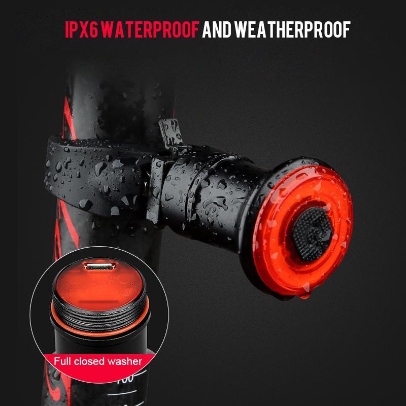 Bike Taillight Automatic Brake Detection USB Rechargeable IPX6 Waterproof