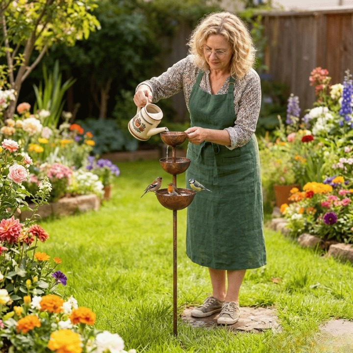 Bird Feeder 3-Tier Cast Iron Stable Ground Spike