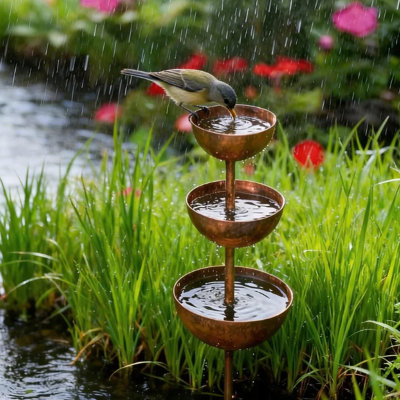 Bird Feeder 3-Tier Cast Iron Stable Ground Spike