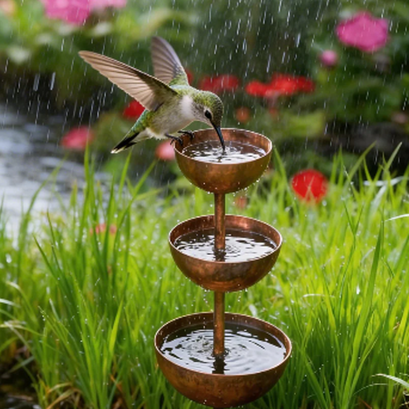 Bird Feeder 3-Tier Cast Iron Stable Ground Spike