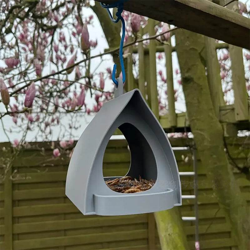 Bird Feeder Covered Weather-Resistant Hanging Loop & Perch