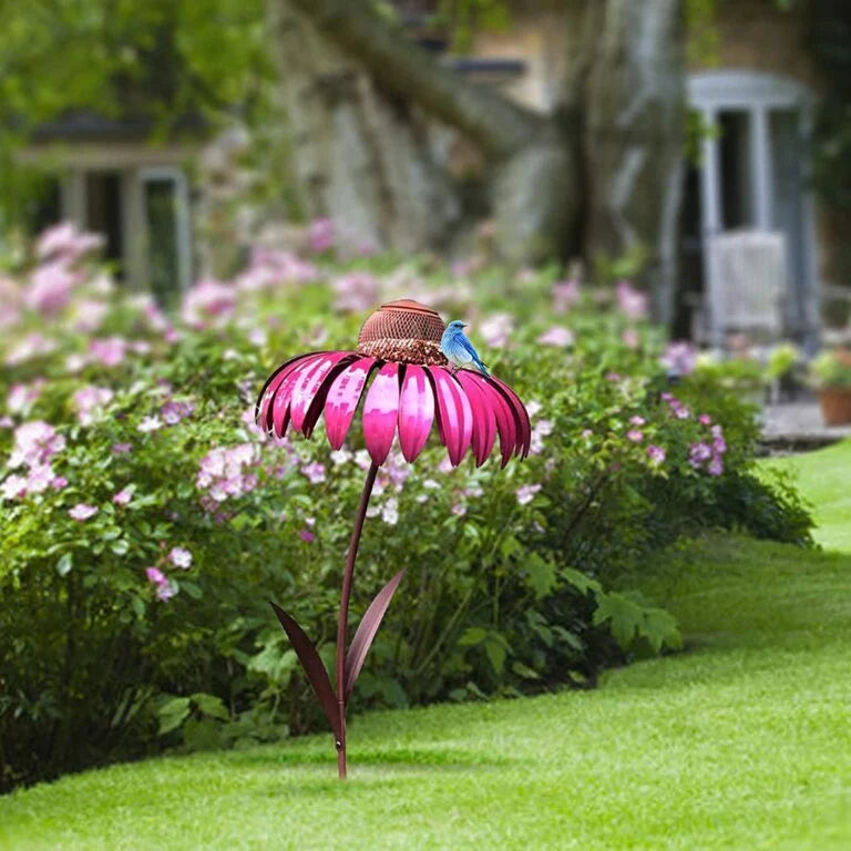 Bird Feeder Flower Design Weatherproof Metal Large Capacity