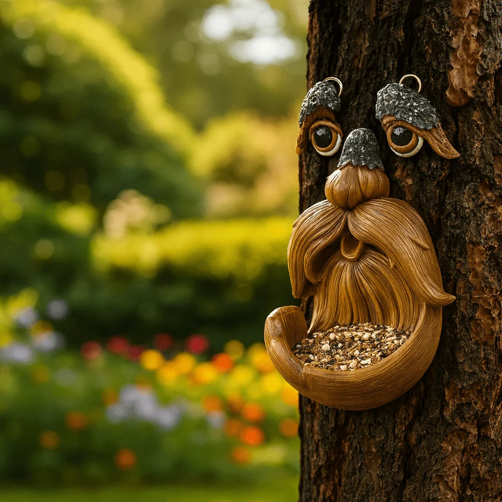 Bird Feeder Station Resin Tree Face Weatherproof Integrated Hanger