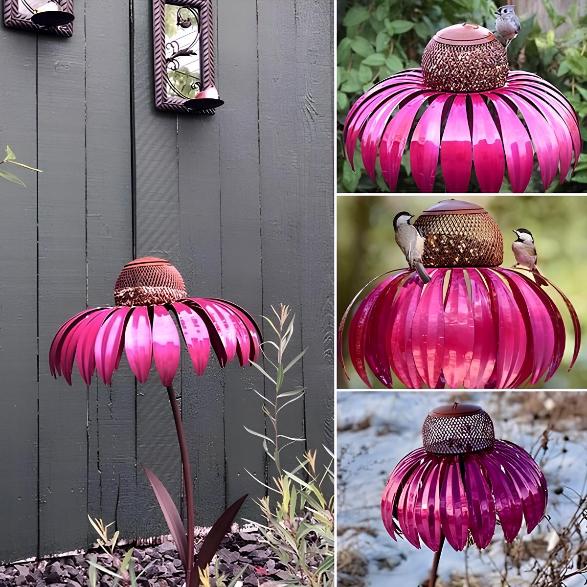 Bird Feeder Sunflower Design Weatherproof Metal
