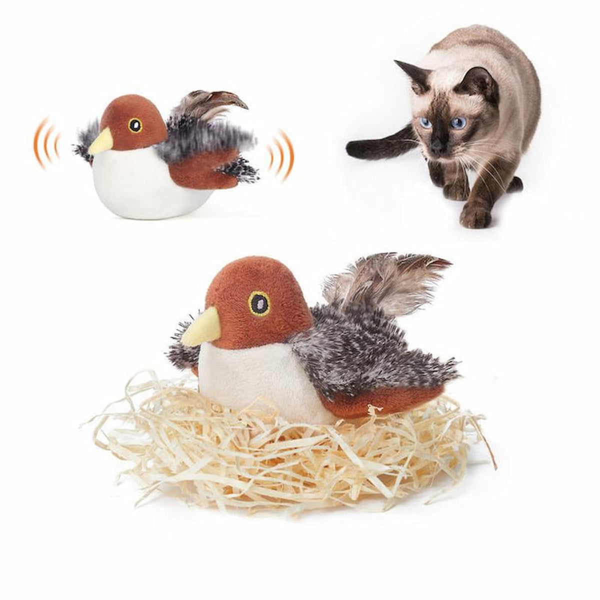 Bird Hunting Toy Rechargeable & Touch-Activated Fluttering Wings