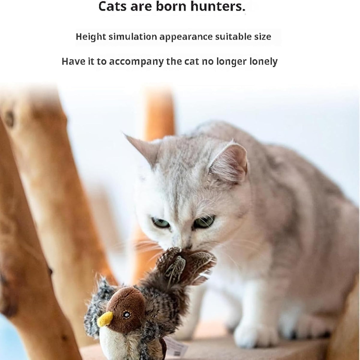Bird Hunting Toy Rechargeable & Touch-Activated Fluttering Wings