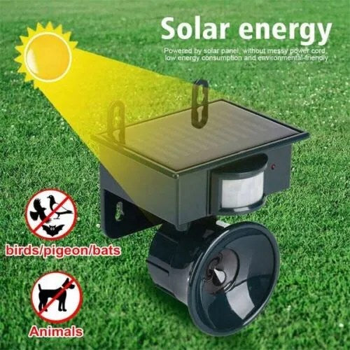 Bird Repellent Solar Motion Sensor Ultrasonic & Predator Sounds