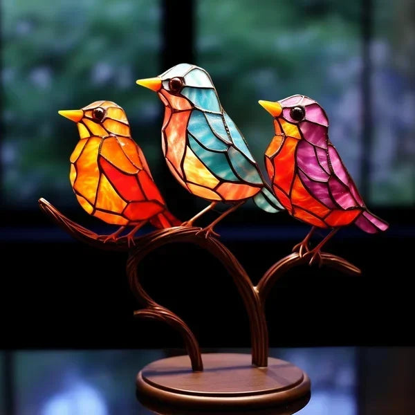 Bird Table Lamp Handcrafted Acrylic Warm Ambient Light