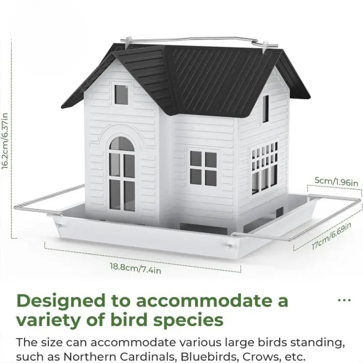 Birdhouse Feeder Solar-Powered LED Weatherproof Baked Enamel