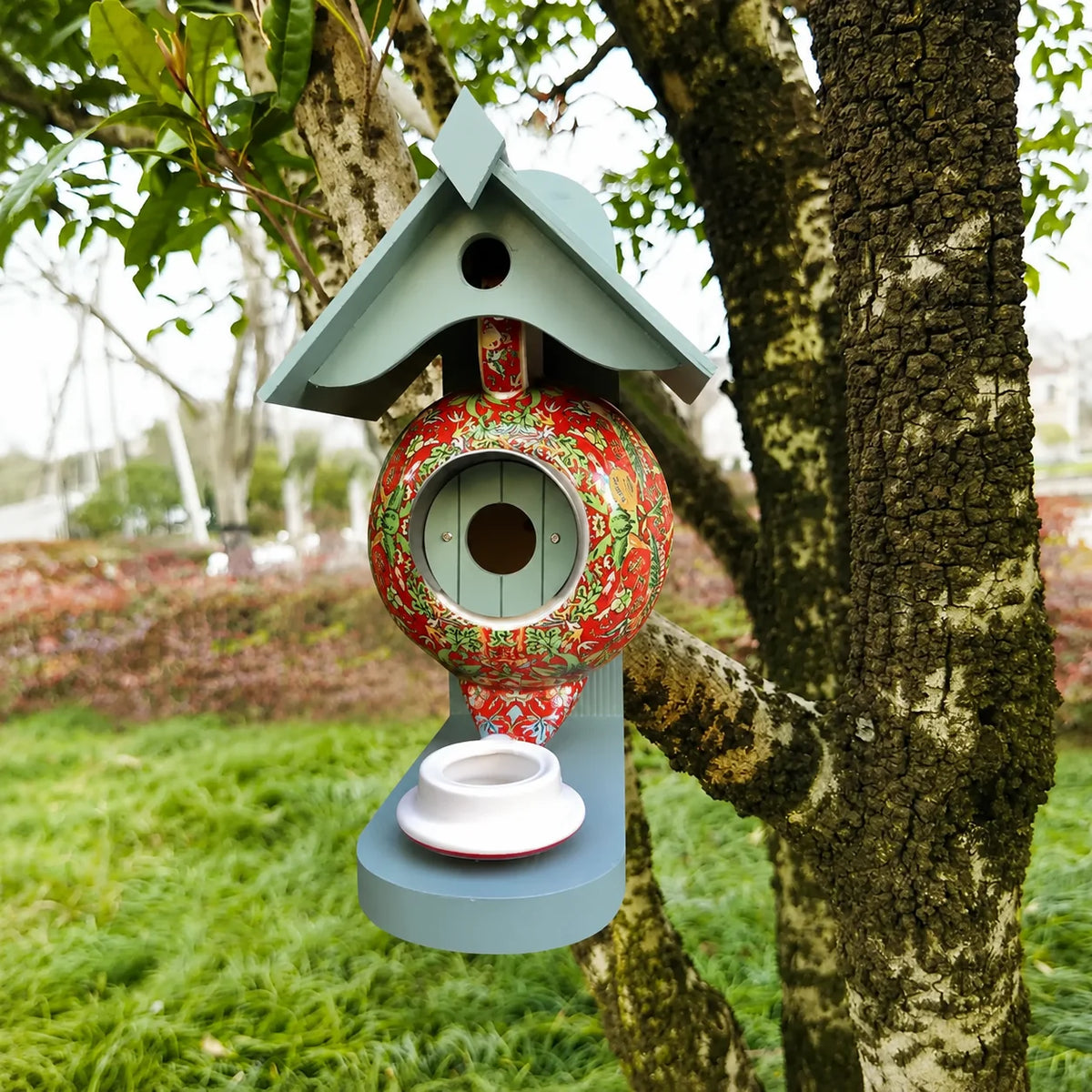 Birdhouse Hand-Painted Teapot Design UV & Frost-Resistant