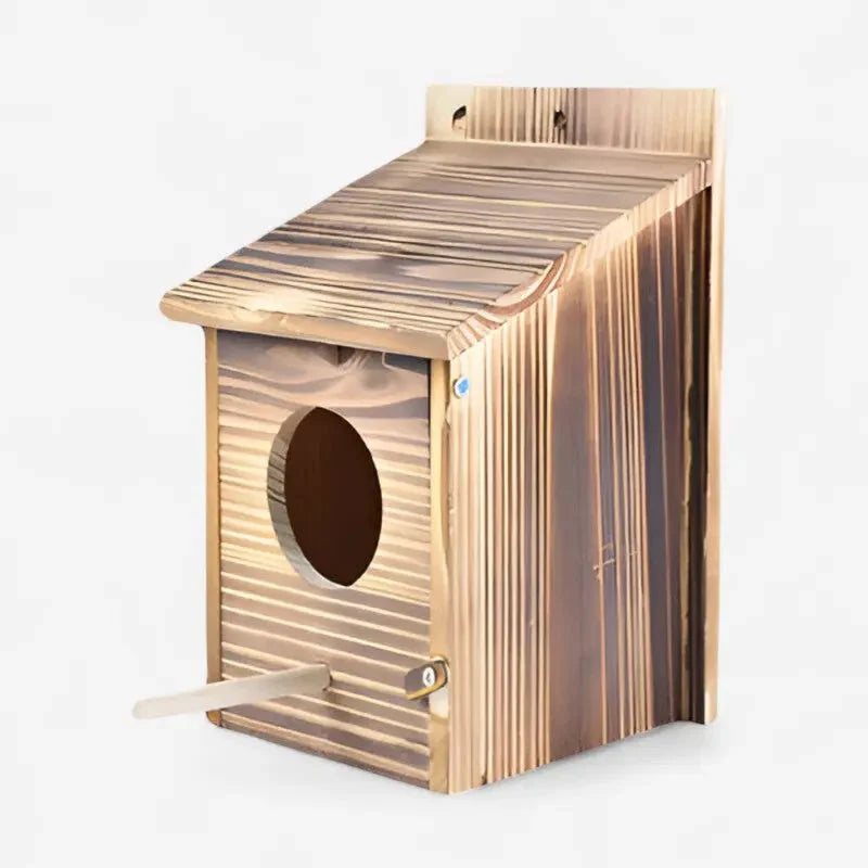 Birdhouse Natural Wood Rope Hanger Indoor & Outdoor