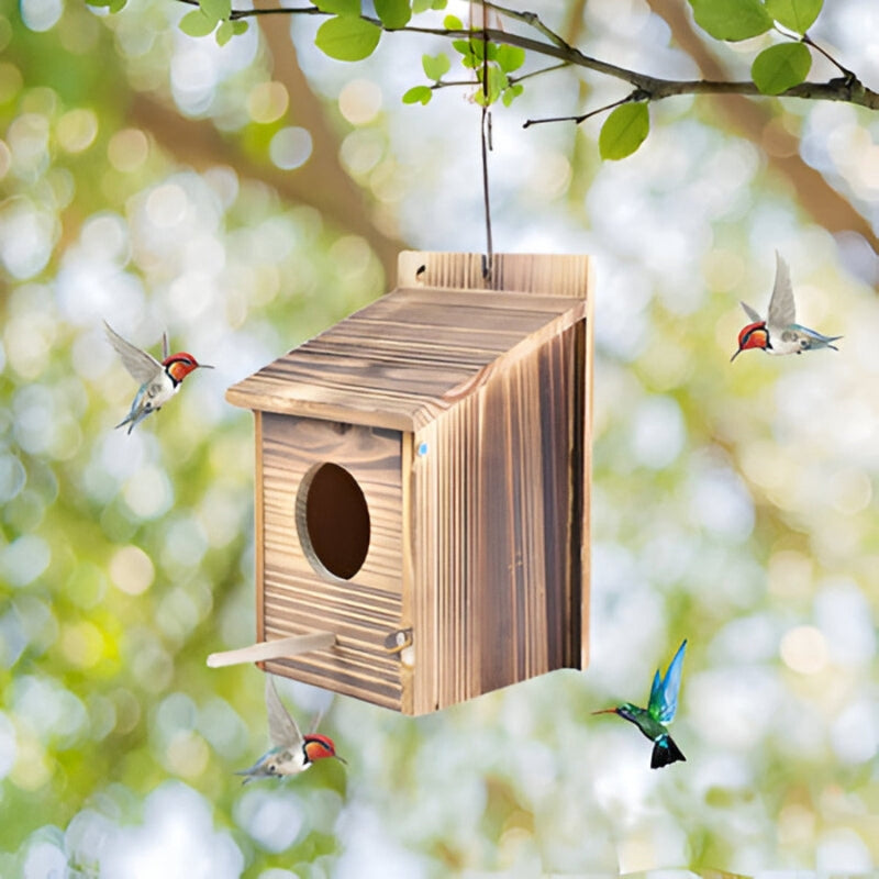 Birdhouse Natural Wood Weatherproof No Assembly