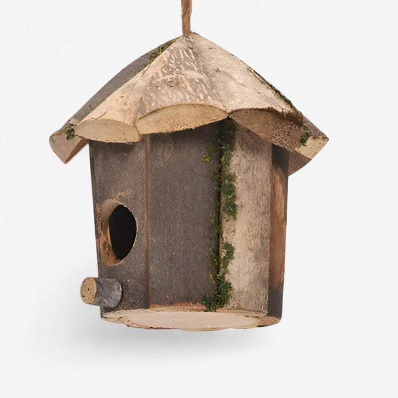 Birdhouse Wooden Cabin Shaped Hanging Strap For Small Birds