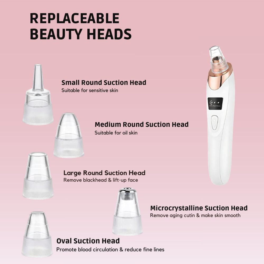 Blackhead Remover Rechargeable Suction & Interchangeable Heads