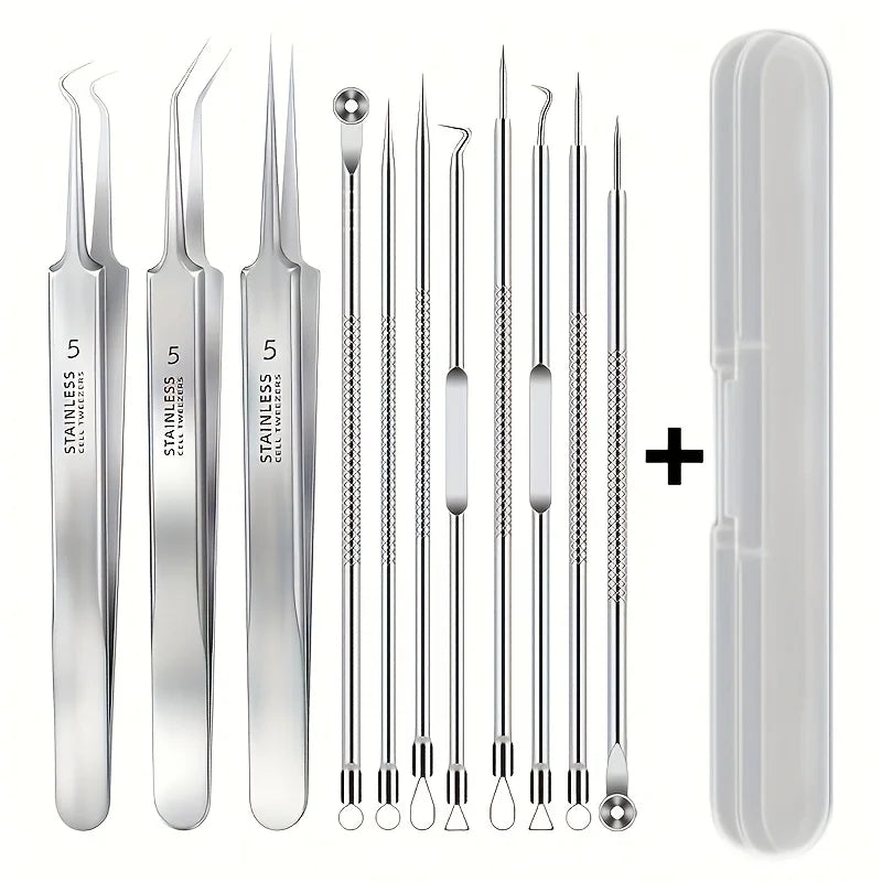 Blackhead Remover Set 8-Piece Stainless Steel Ultra-Fine Tips