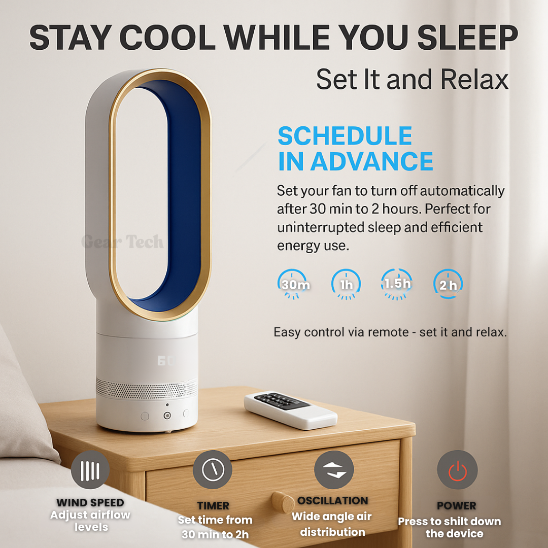 Bladeless Fan Remote Control Quiet 40 cm