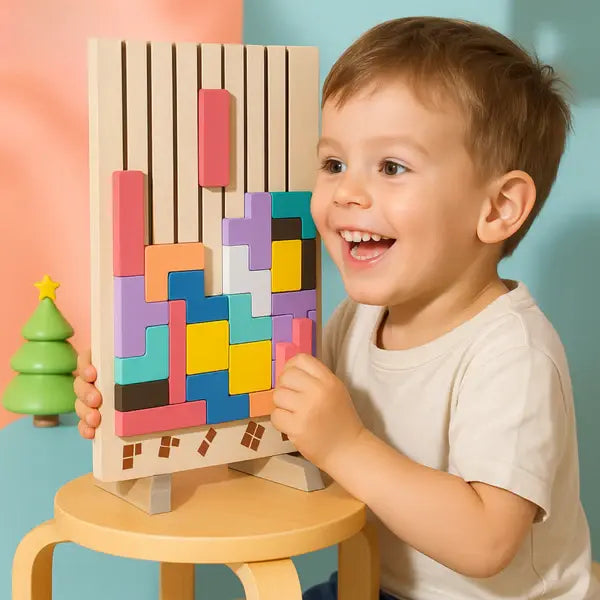 Block Puzzle 20-Piece Colorful FSC-Certified Wood
