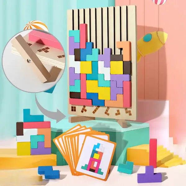 Block Puzzle 20-Piece Colorful FSC-Certified Wood