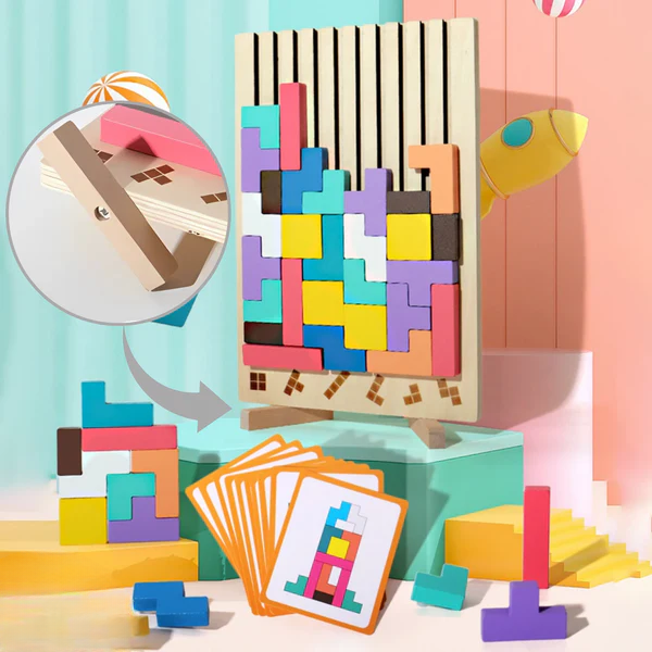 Block Puzzle 20 Piece Colorful FSC-Certified Wood