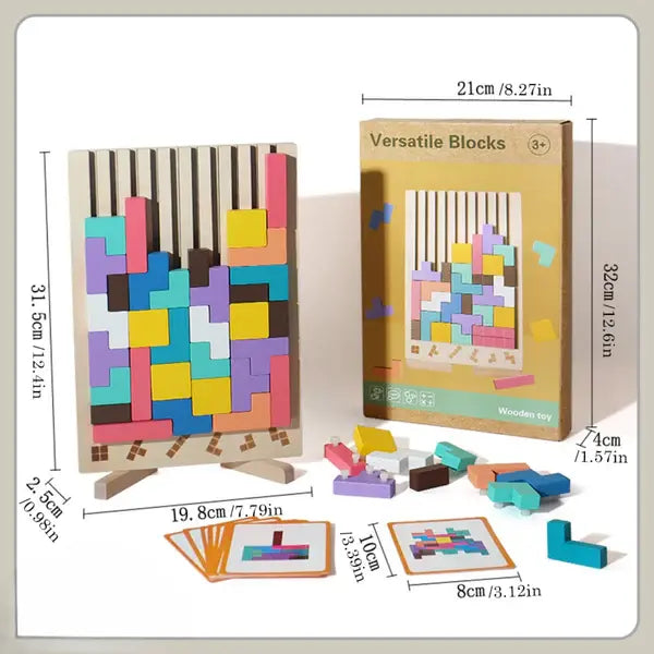 Block Puzzle 20-Piece Colorful FSC-Certified Wood