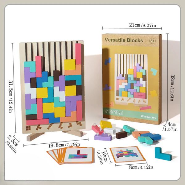 Block Puzzle 20 Piece Colorful FSC-Certified Wood